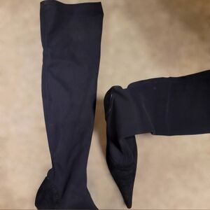 Charles David Black Fabric Upper Leather Sole Made in Italy Over the Knee Boot